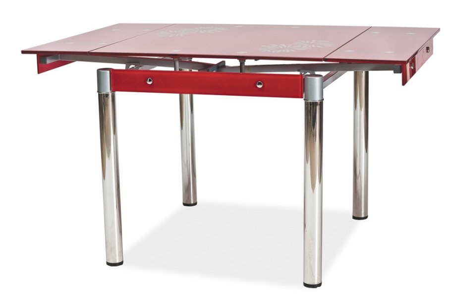 Stůl jídelní rozkládací červená/chrom GD-082