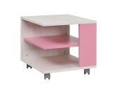 Konferenční stolek na kolečkách dub bílý/růžová NUMERO