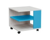 Konferenční stolek na kolečkách dub bílý/modrá NUMERO