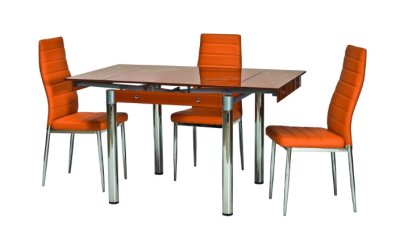 Stůl jídelní rozkládací oranžová/chrom GD-082