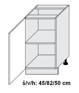 Dolní skříňka SILVER+ PLATINOVĚ BÍLÁ 45 cm
