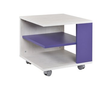 Konferenční stolek na kolečkách dub bílý/fialová NUMERO